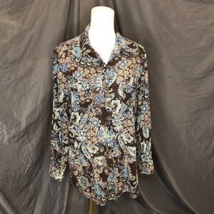 Floral Blouse Brown and Blue by Jones Wear